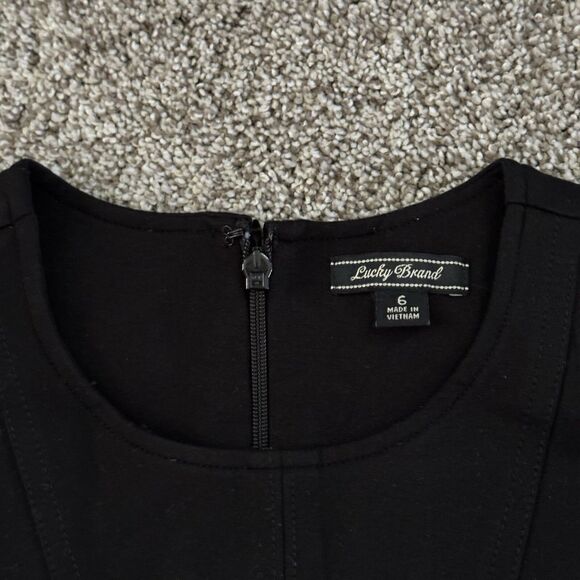 Lucky Brand Geometric Jacquard Black White Sleeveless Dress Pockets Size 6 NWOT - Picture 3 of 12